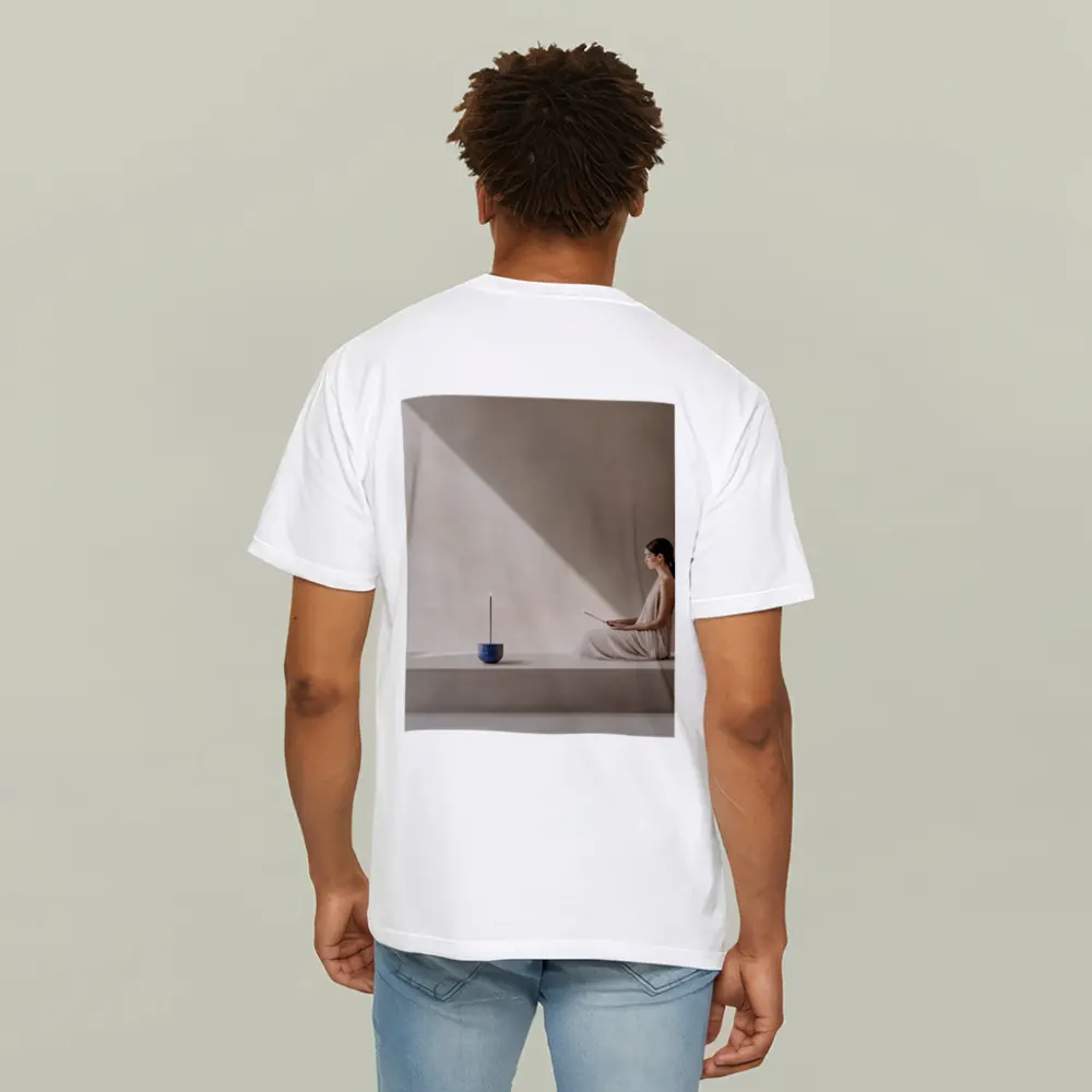 Woman Meditating With Incense Minimalist Interior – T-Shirts