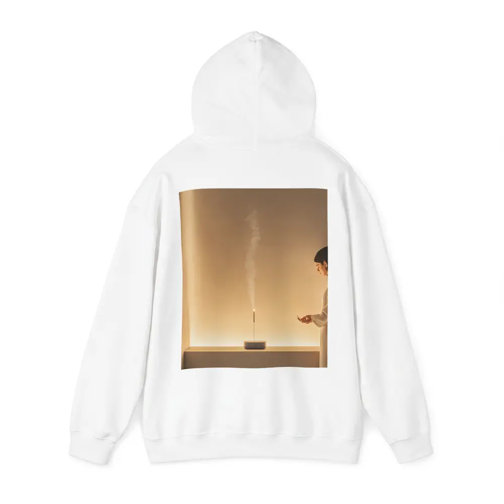 Woman With Incense Stick Warm Minimal Interior – Hoodies