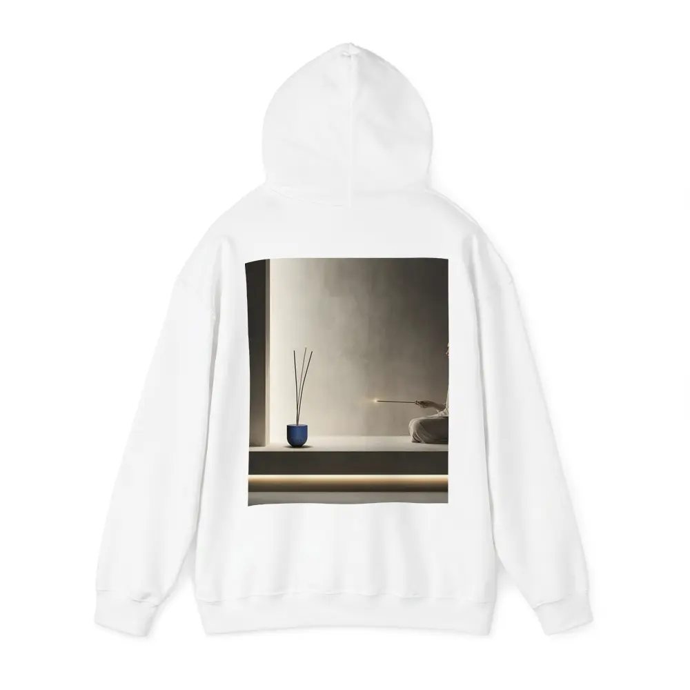 Woman Meditating With Incense Minimal Interior – Hoodies