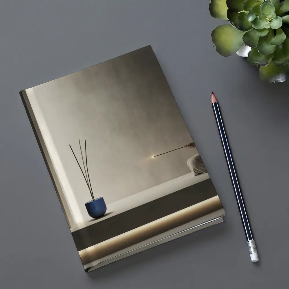 Woman Meditating With Incense Minimal Interior – Notebooks