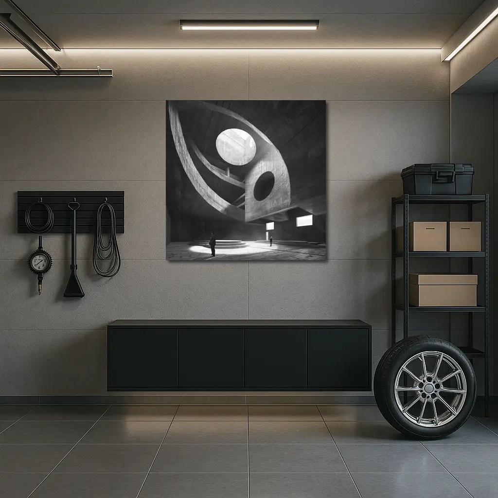 Brutalist Concrete Interior Architecture Black White – Wall Art