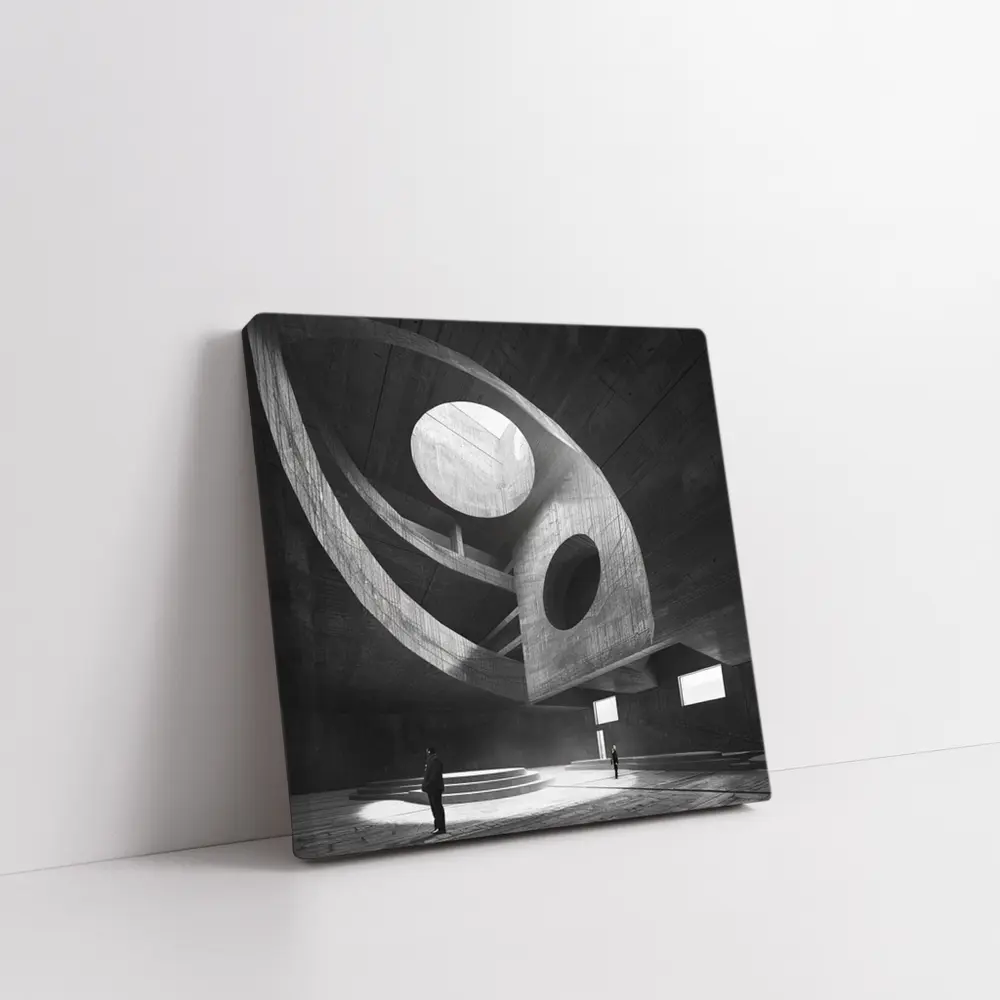Brutalist Concrete Interior Architecture Black White – Wall Art