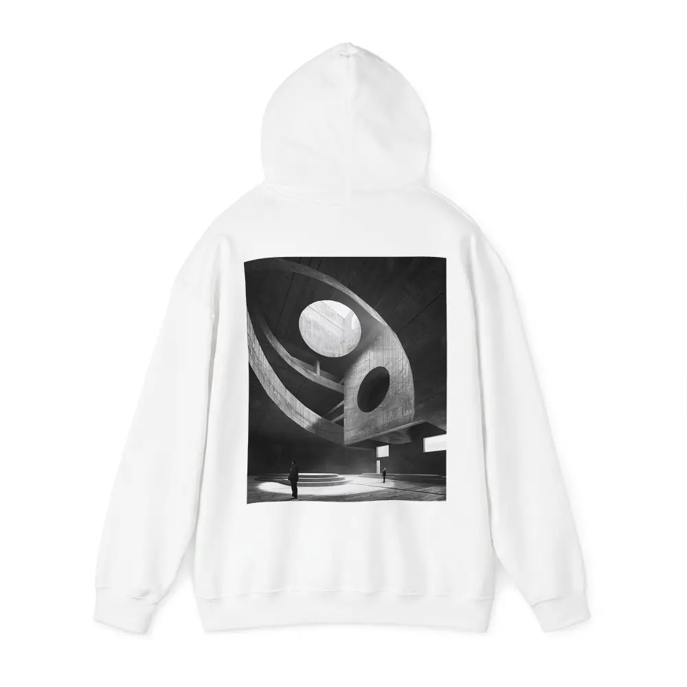 Brutalist Concrete Interior Architecture Black White – Hoodies