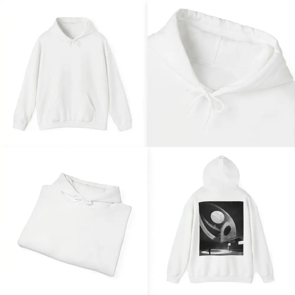Brutalist Concrete Interior Architecture Black White – Hoodies