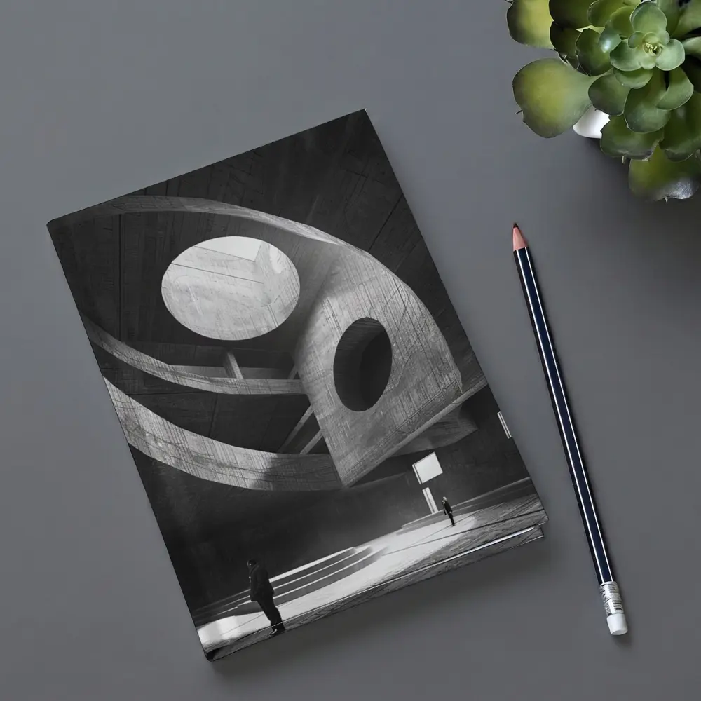 Brutalist Concrete Interior Architecture Black White – Notebooks