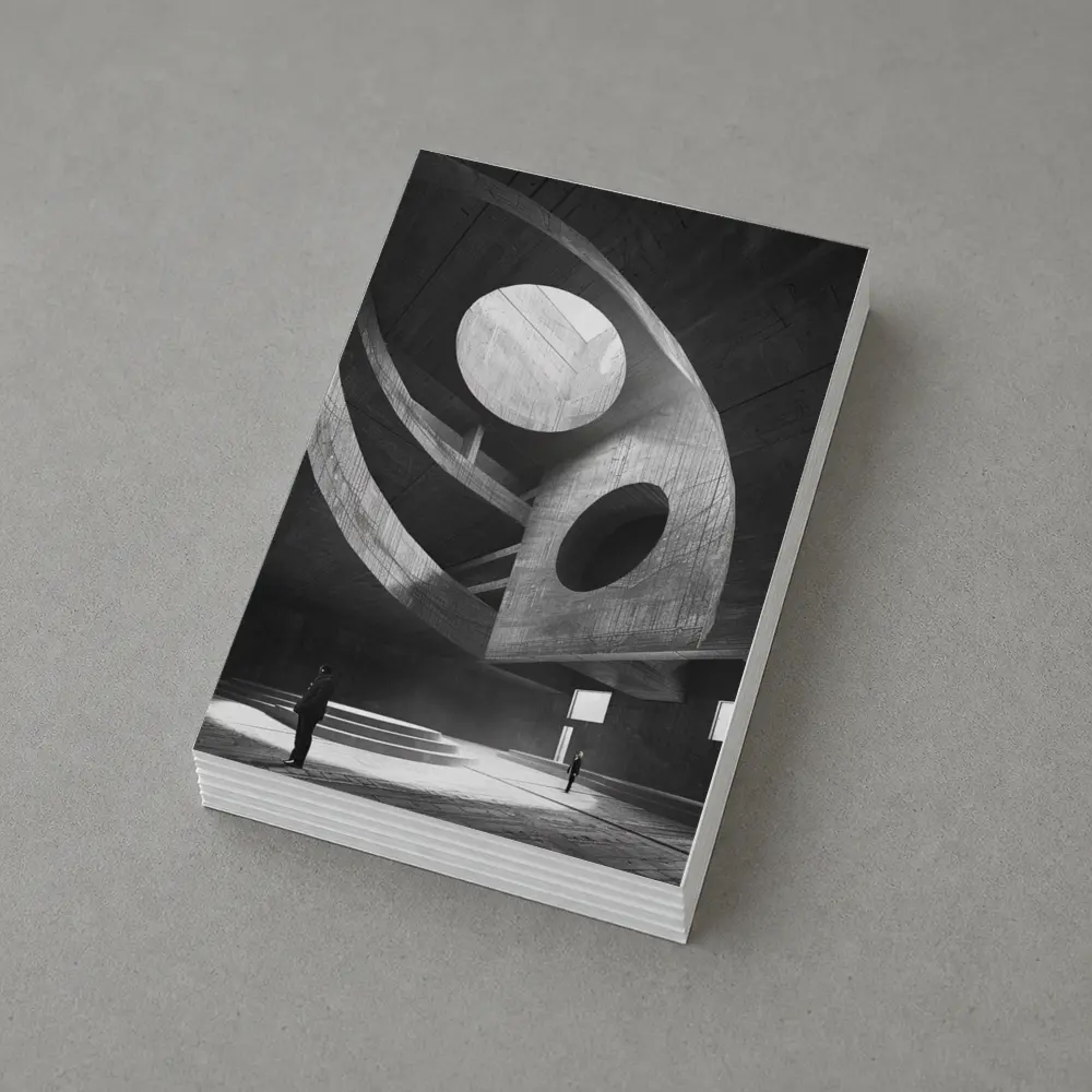 Brutalist Concrete Interior Architecture Black White – Postcards