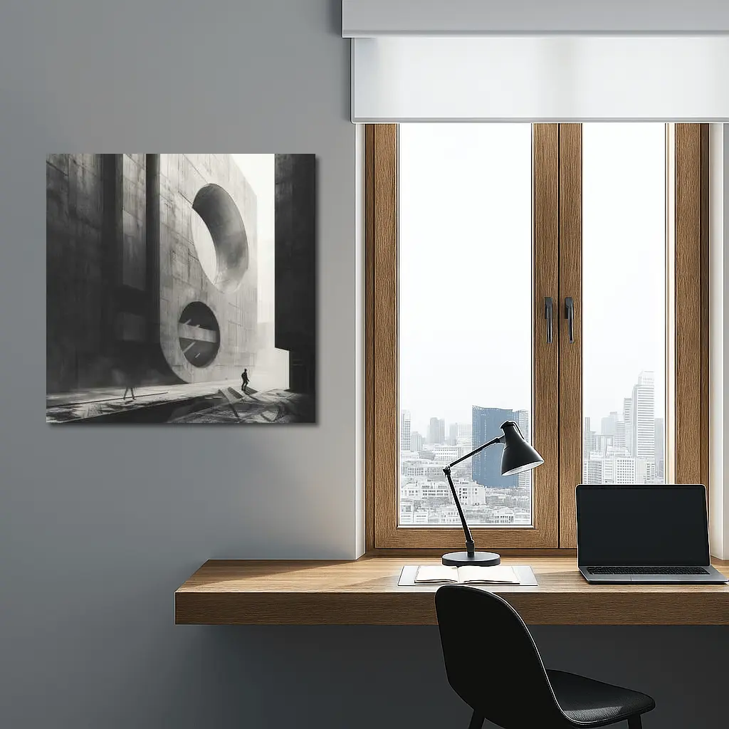 Brutalist Concrete Architecture Black White Monochrome – Wall Art