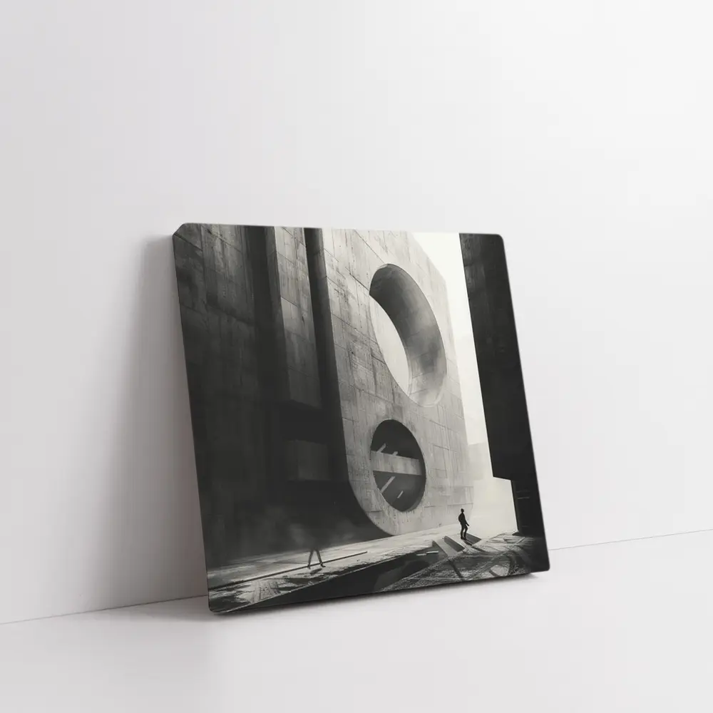 Brutalist Concrete Architecture Black White Monochrome – Wall Art