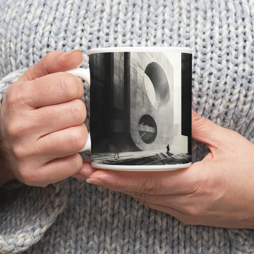 Brutalist Concrete Architecture Black White Monochrome – Mugs