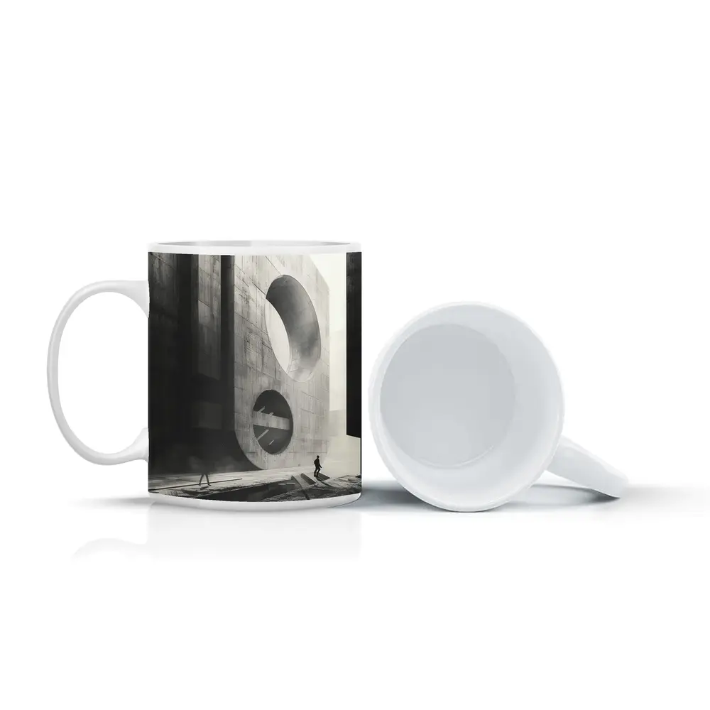 Brutalist Concrete Architecture Black White Monochrome – Mugs