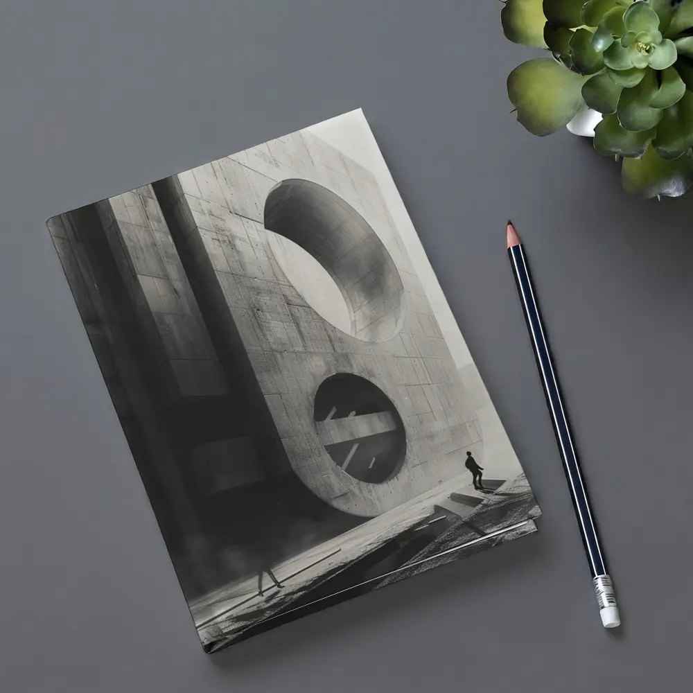 Brutalist Concrete Architecture Black White Monochrome – Notebooks