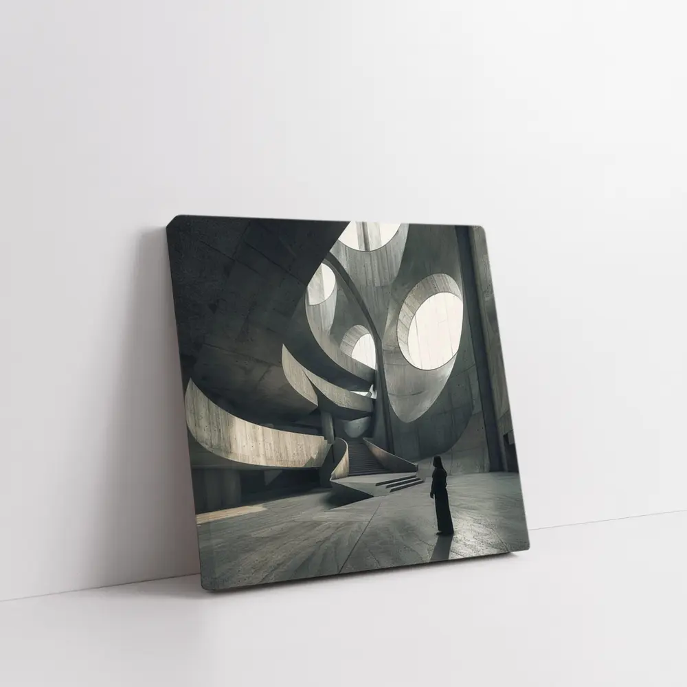 Brutalist Concrete Interior Curved Architecture Figure – Wall Art