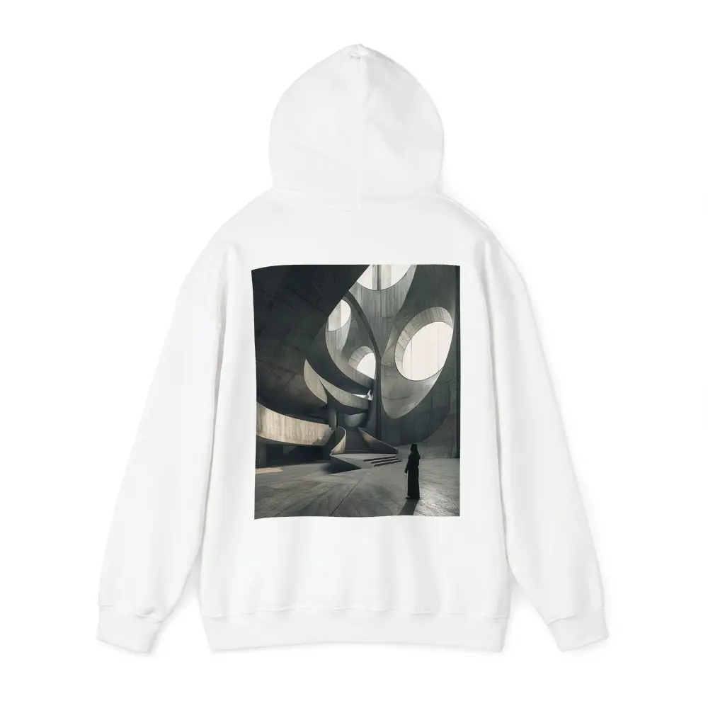 Brutalist Concrete Interior Curved Architecture Figure – Hoodies