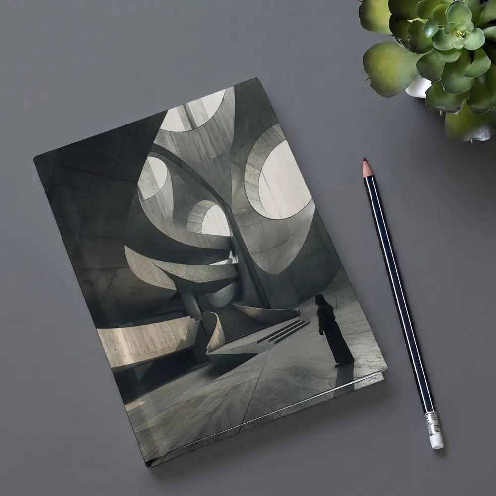 Brutalist Concrete Interior Curved Architecture Figure – Notebooks