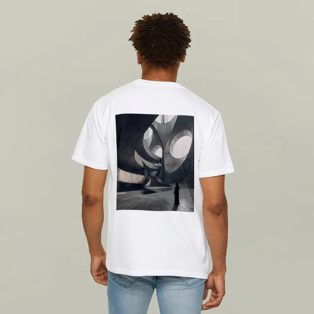 Brutalist Concrete Interior Curved Architecture Figure – T-Shirts