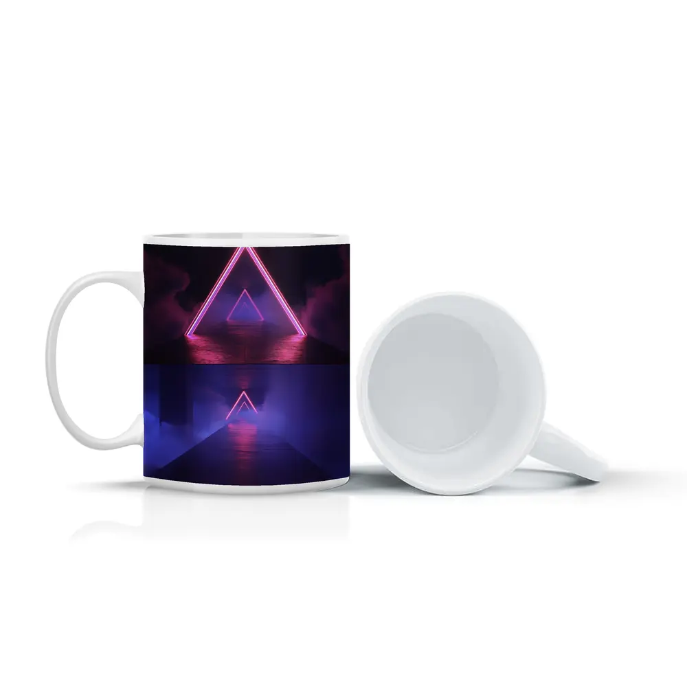 Neon Triangle Portal Dark Smoky Tunnel – Mugs