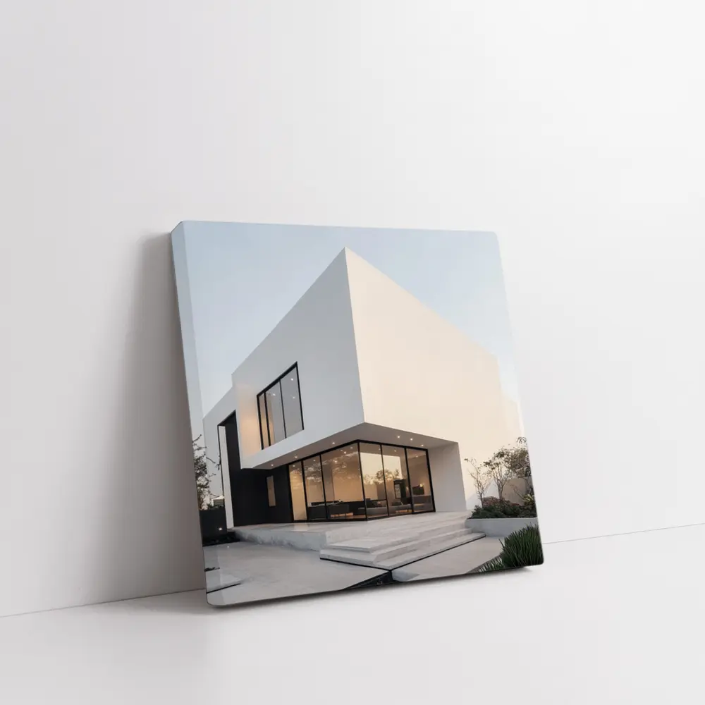 Modern White Minimalist Architecture House Exterior – Wall Art