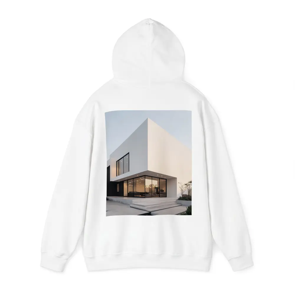 Modern White Minimalist Architecture House Exterior – Hoodies