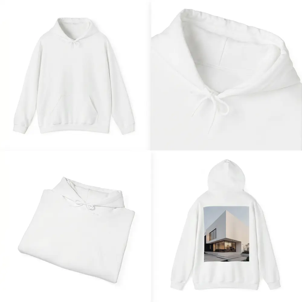 Modern White Minimalist Architecture House Exterior – Hoodies