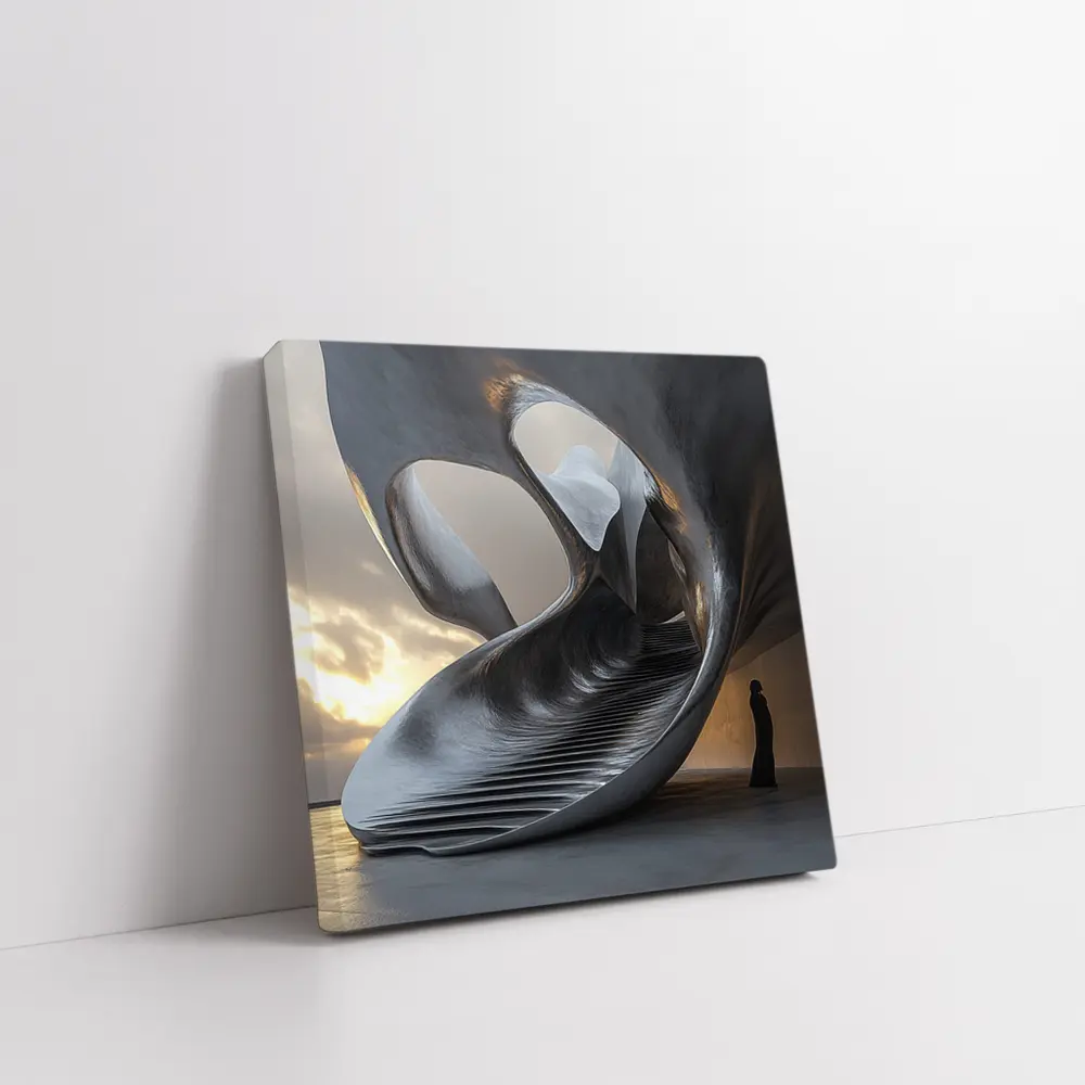Abstract Sculptural Architecture Human Figure Sunset – Wall Art