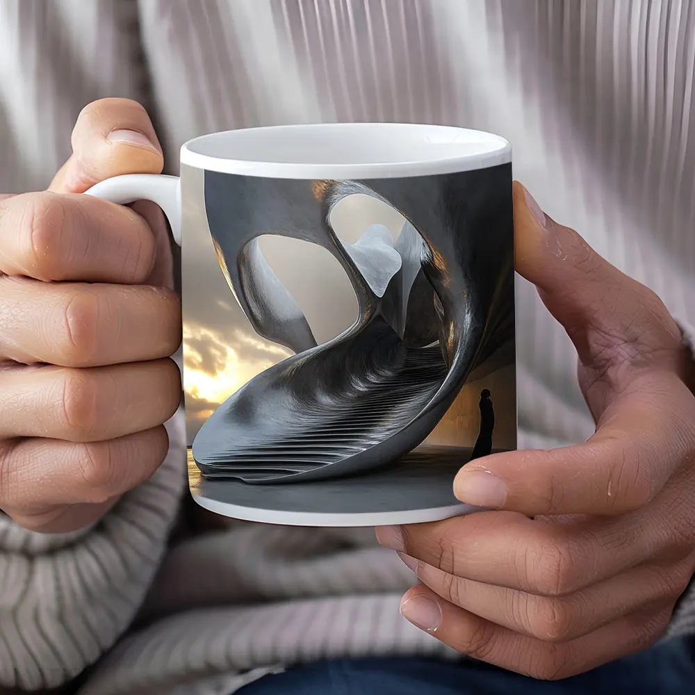Abstract Sculptural Architecture Human Figure Sunset – Mugs