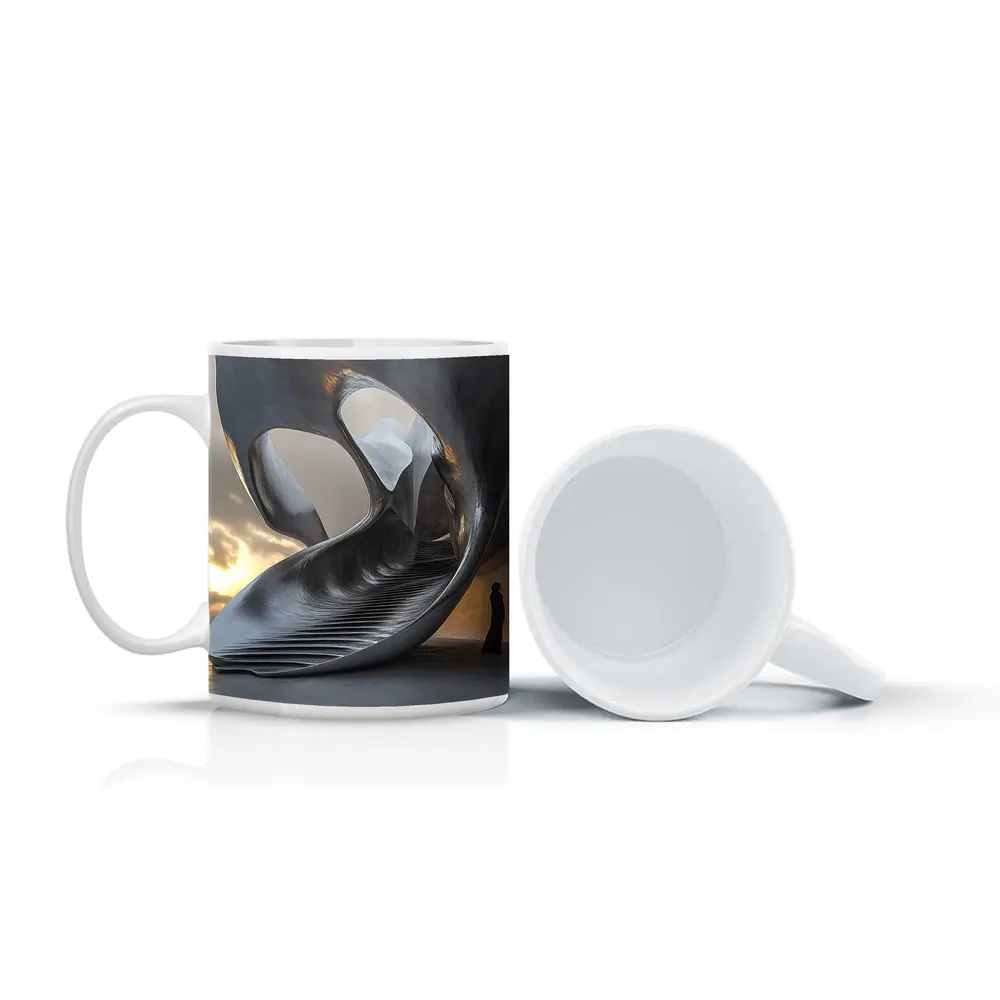 Abstract Sculptural Architecture Human Figure Sunset – Mugs