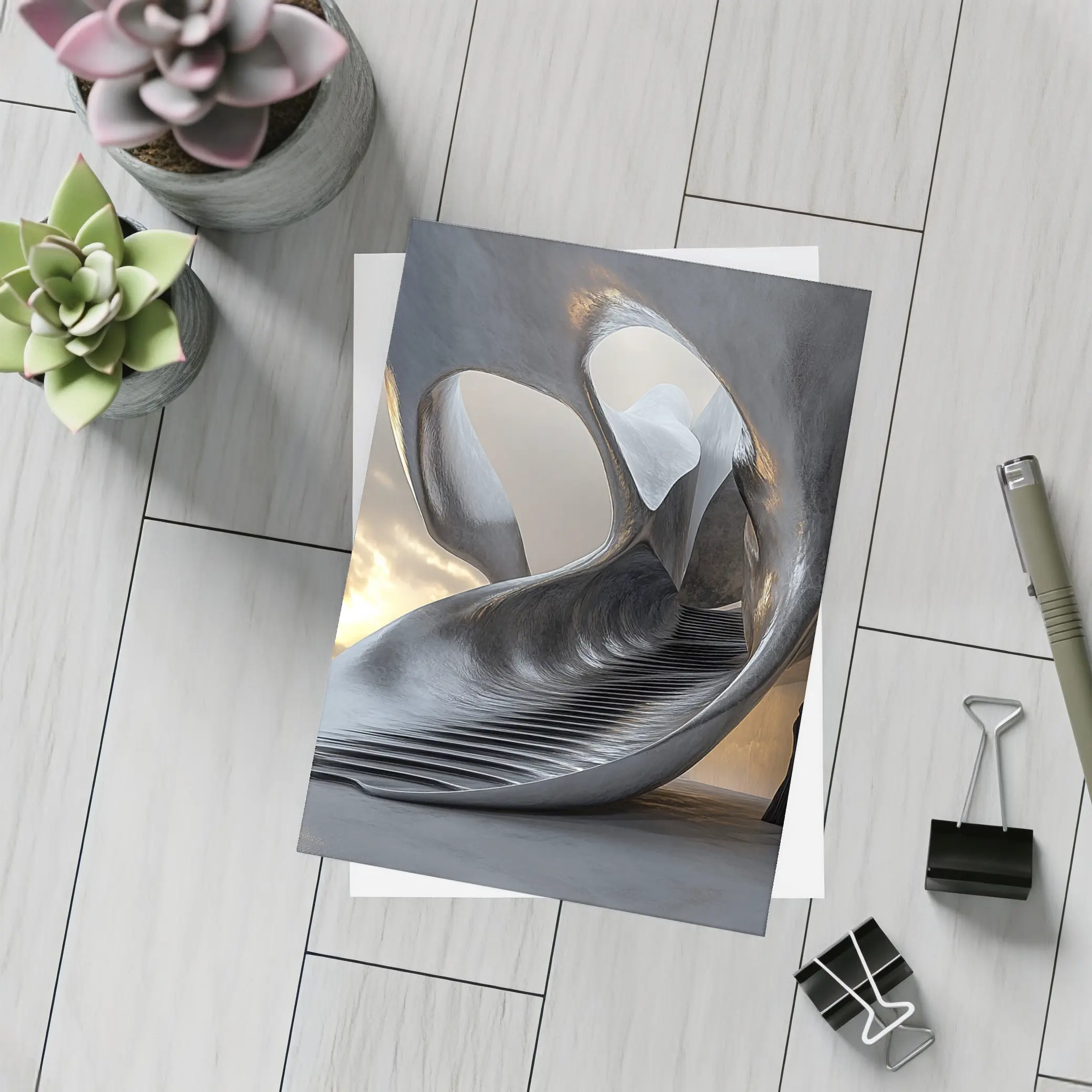 Abstract Sculptural Architecture Human Figure Sunset – Postcards