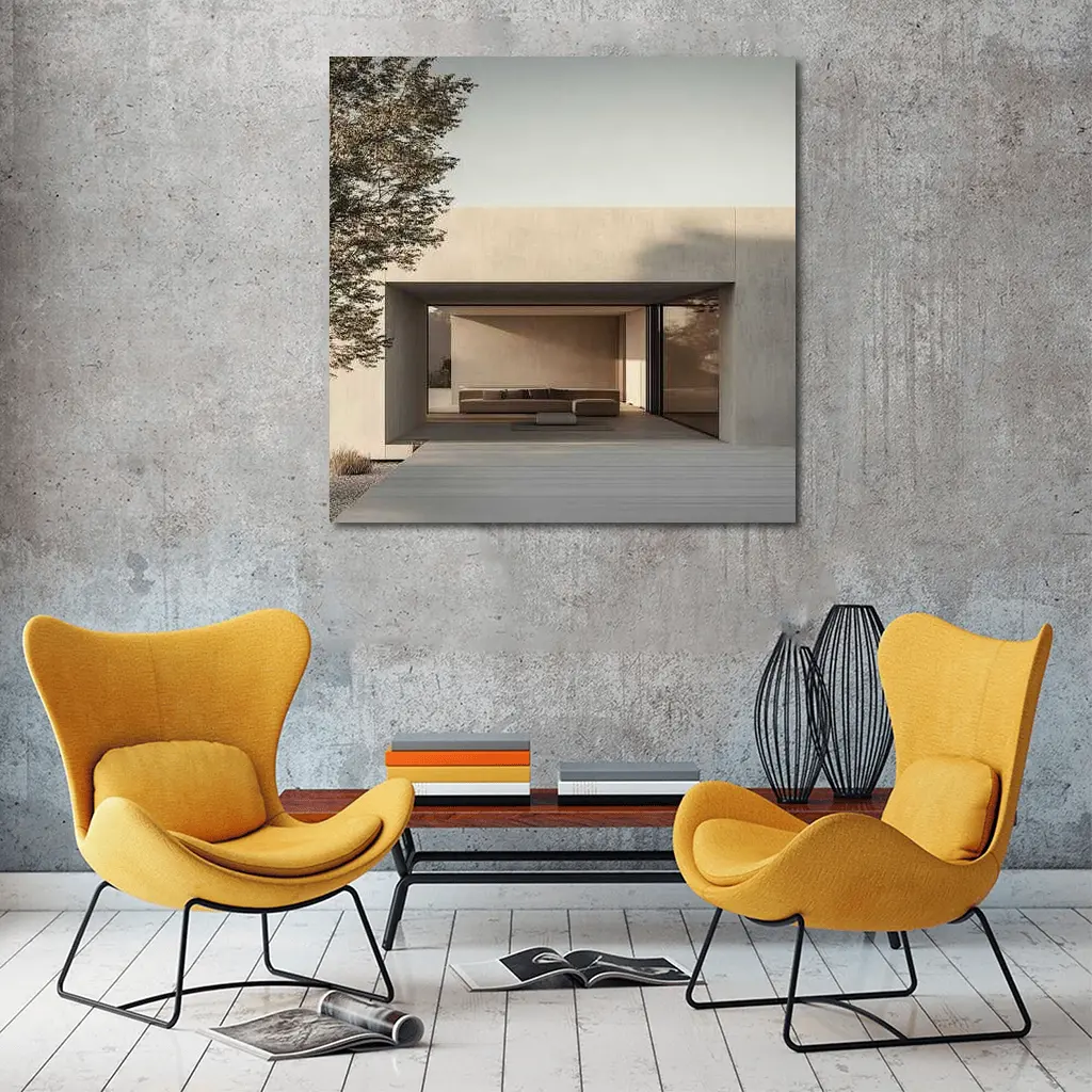 Minimalist Concrete House Open Living Space – Wall Art