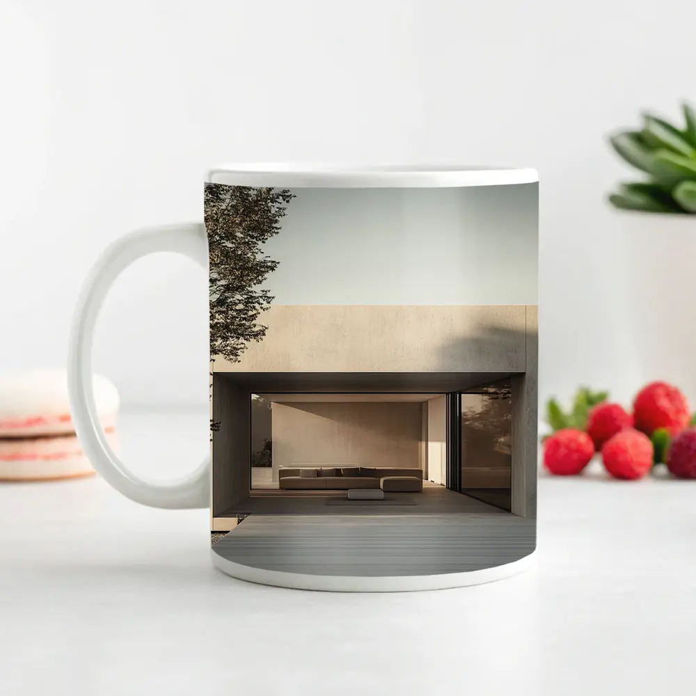 Minimalist Concrete House Open Living Space – Mugs