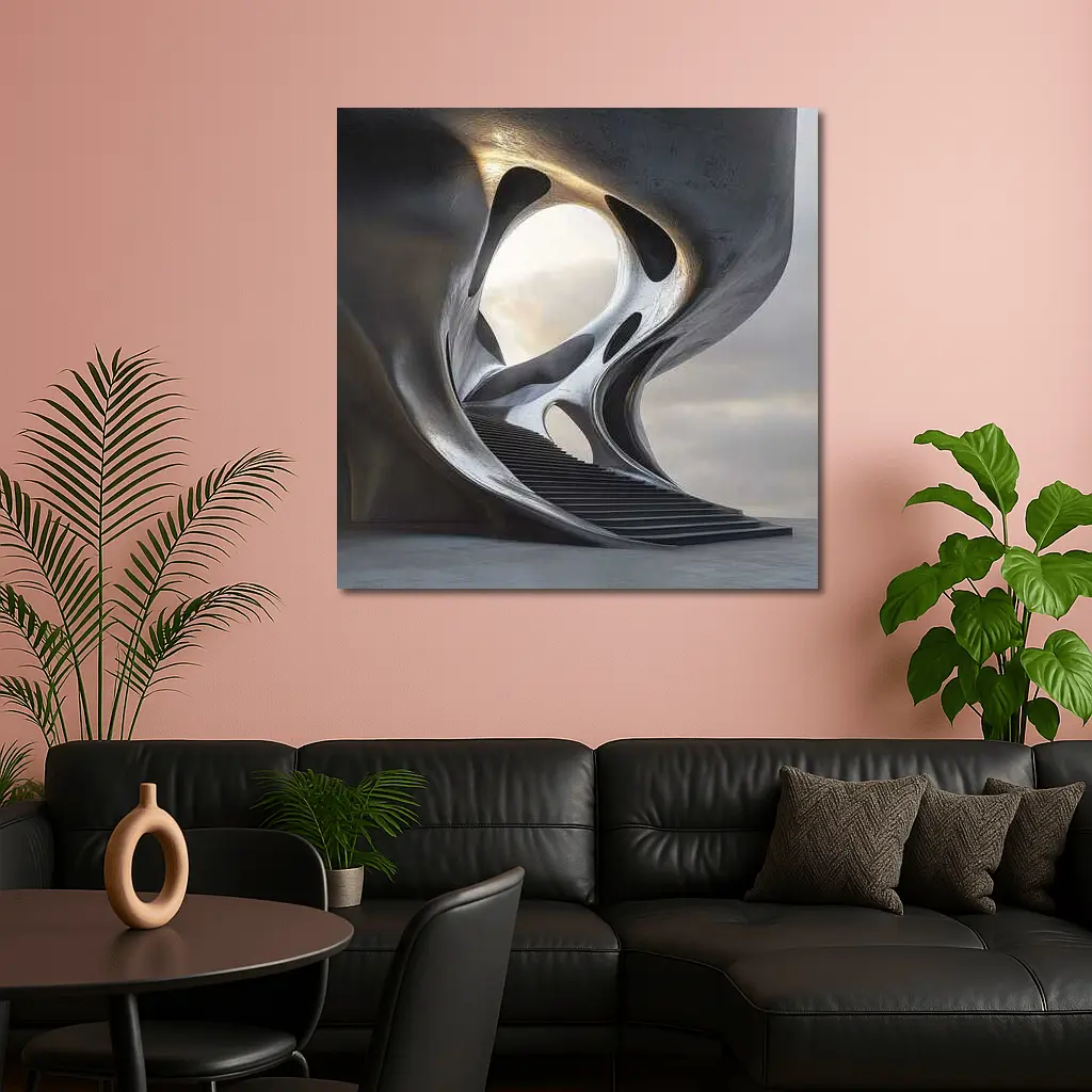 Futuristic Concrete Architecture Organic Flowing Structure – Wall Art