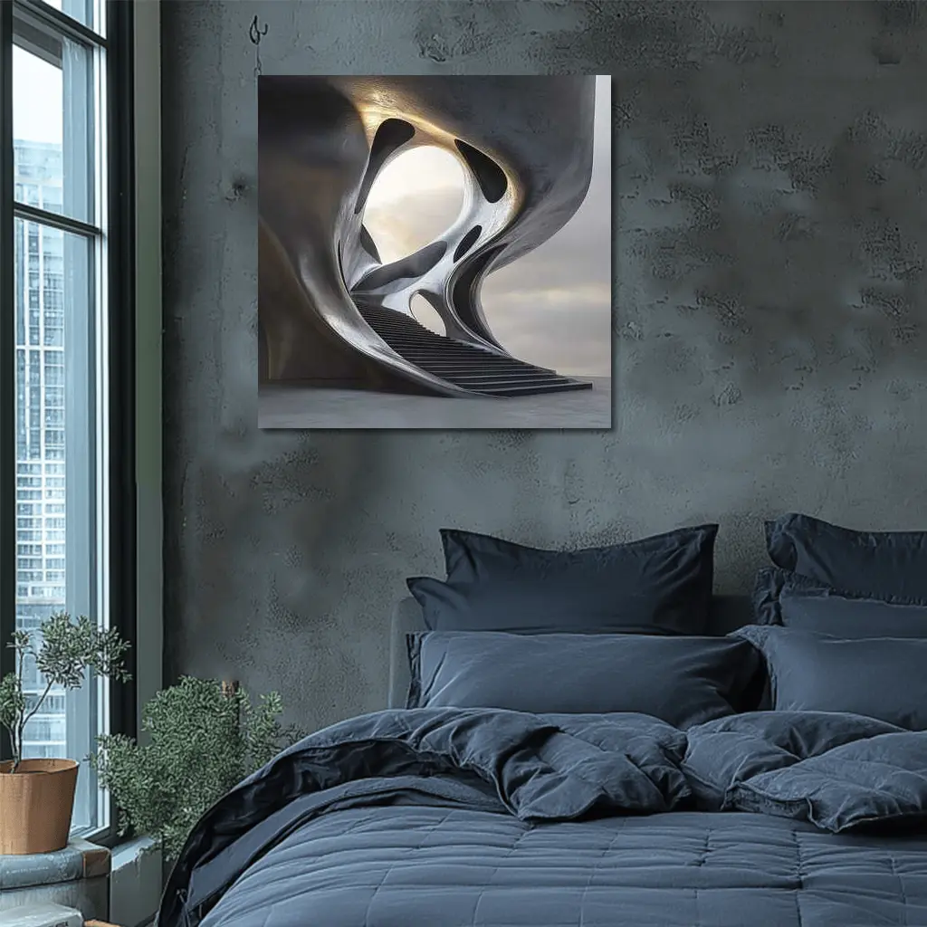 Futuristic Concrete Architecture Organic Flowing Structure – Wall Art