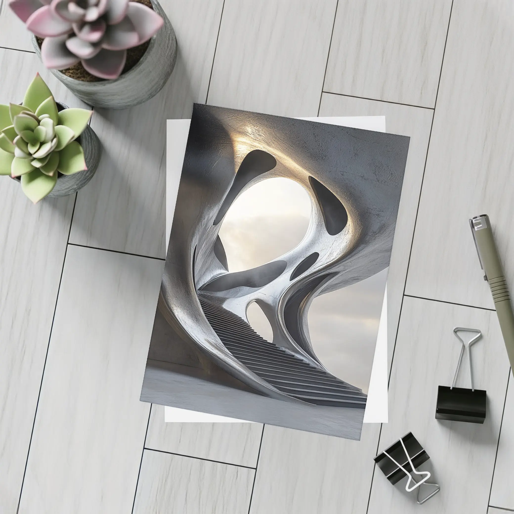 Futuristic Concrete Architecture Organic Flowing Structure – Postcards