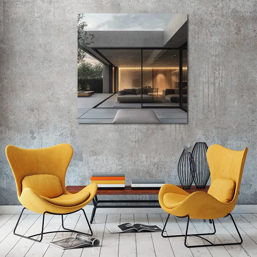 Minimalist Concrete Home Open Living Space – Wall Art