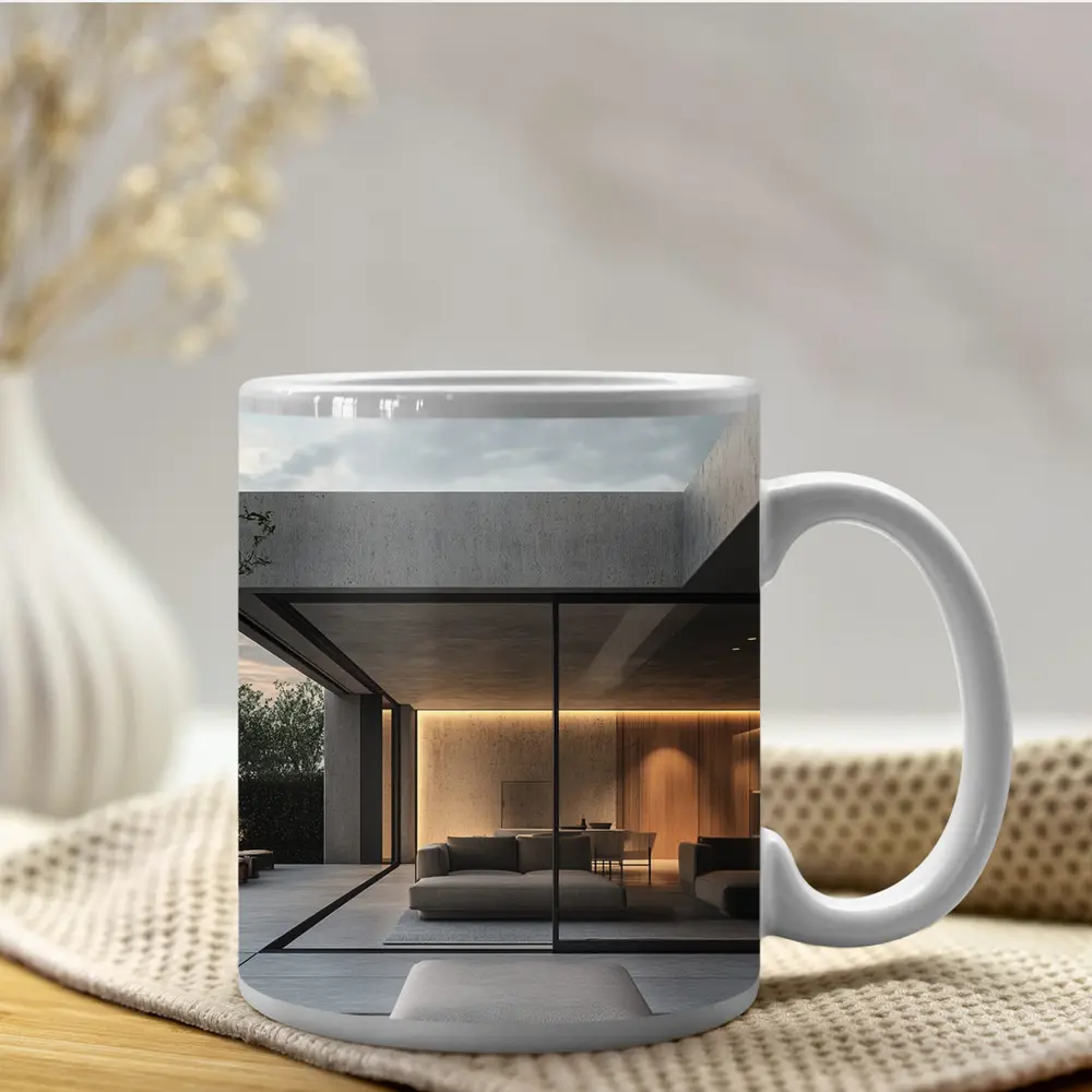Minimalist Concrete Home Open Living Space – Mugs