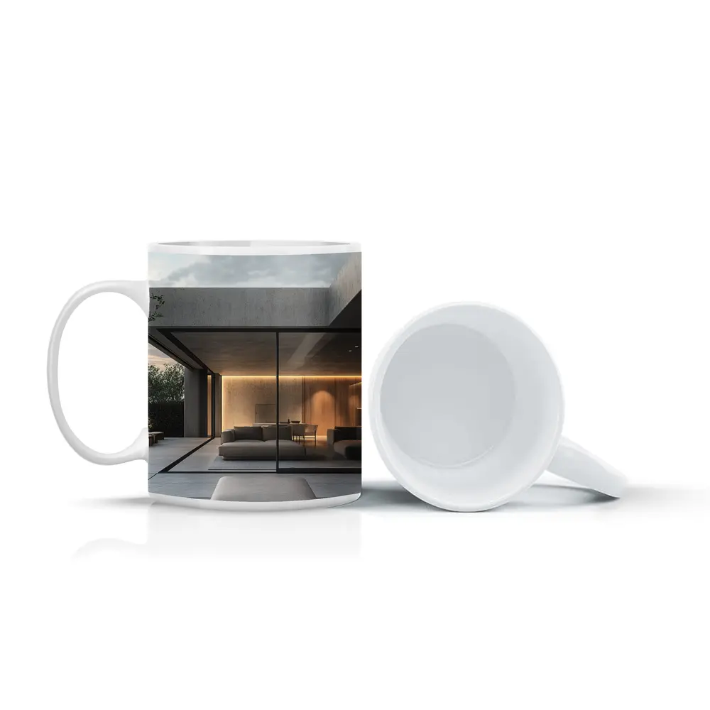 Minimalist Concrete Home Open Living Space – Mugs