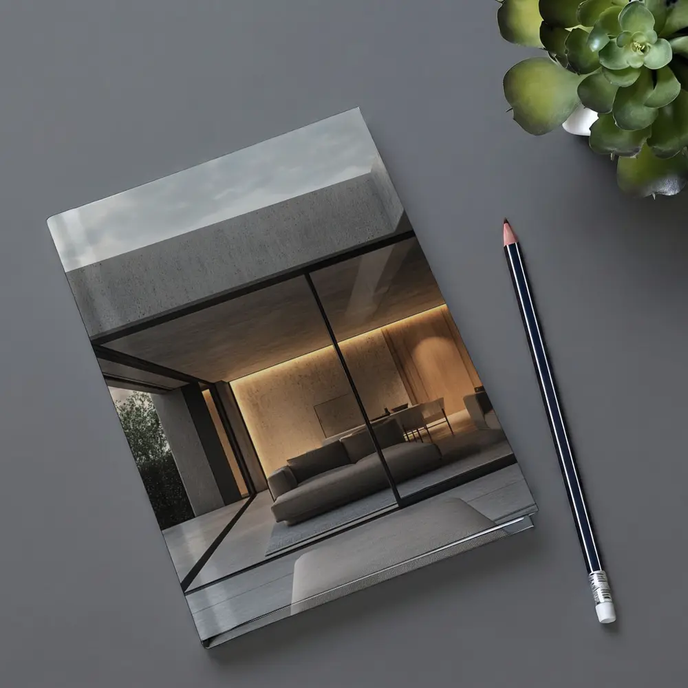 Minimalist Concrete Home Open Living Space – Notebooks