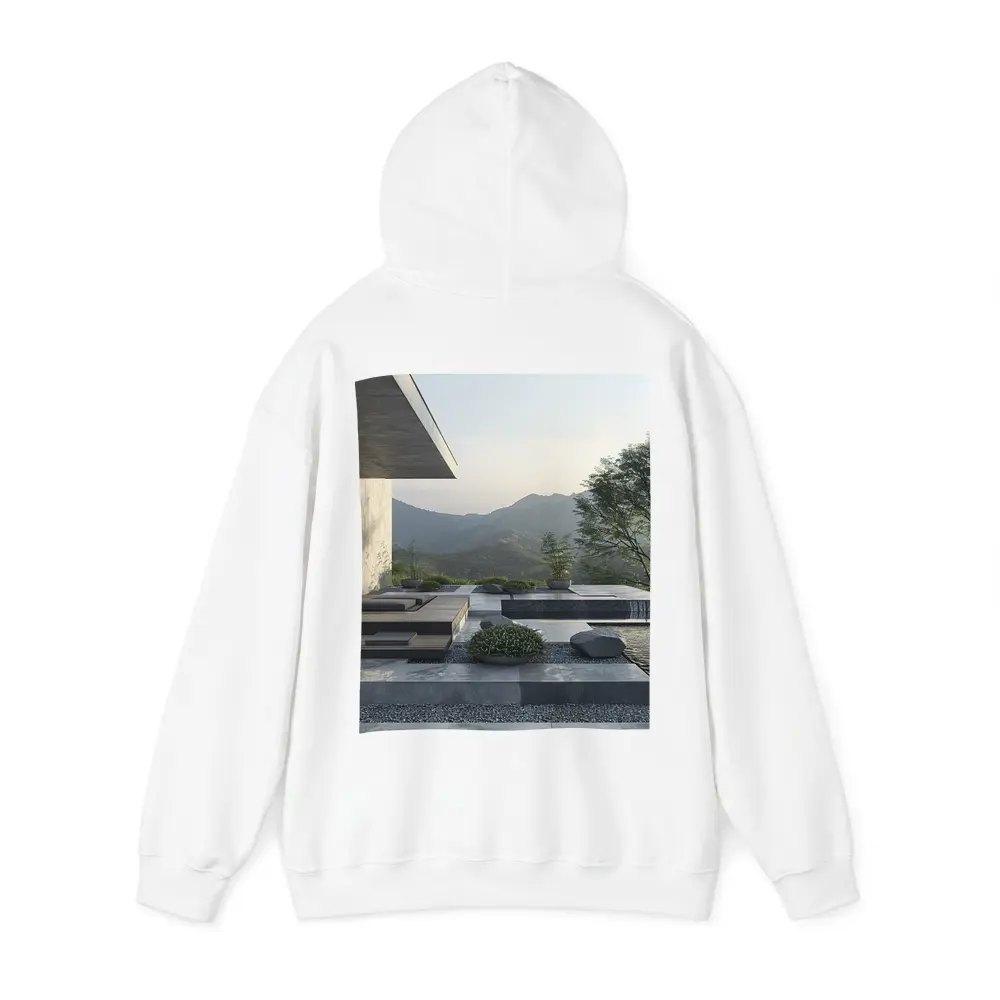 Minimalist Concrete Terrace Mountain Landscape View – Hoodies