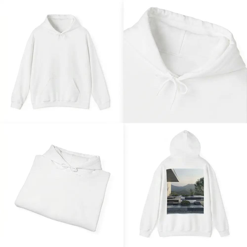 Minimalist Concrete Terrace Mountain Landscape View – Hoodies