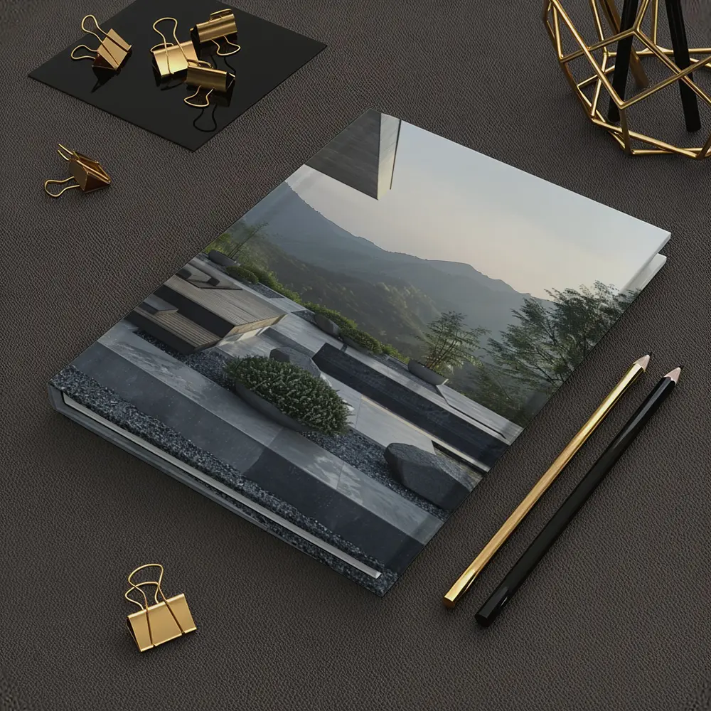 Minimalist Concrete Terrace Mountain Landscape View – Notebooks