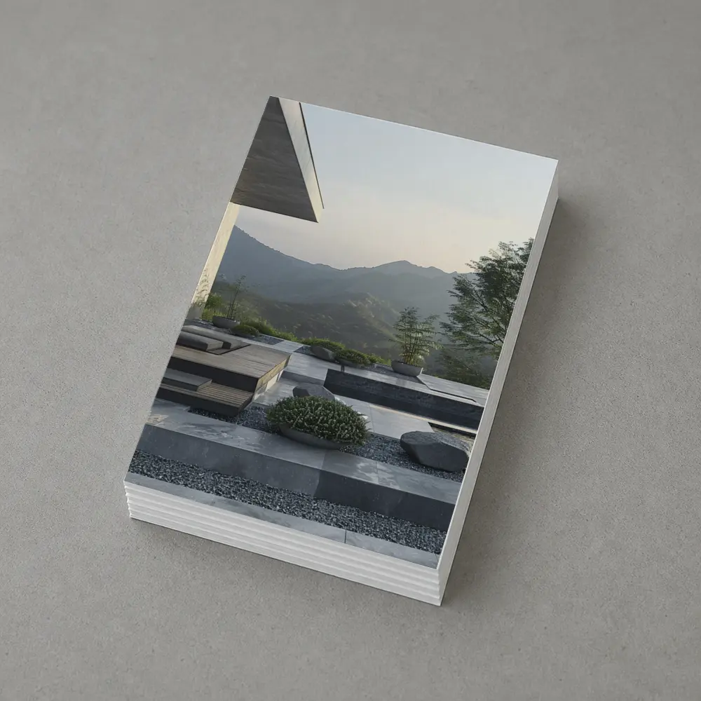 Minimalist Concrete Terrace Mountain Landscape View – Postcards
