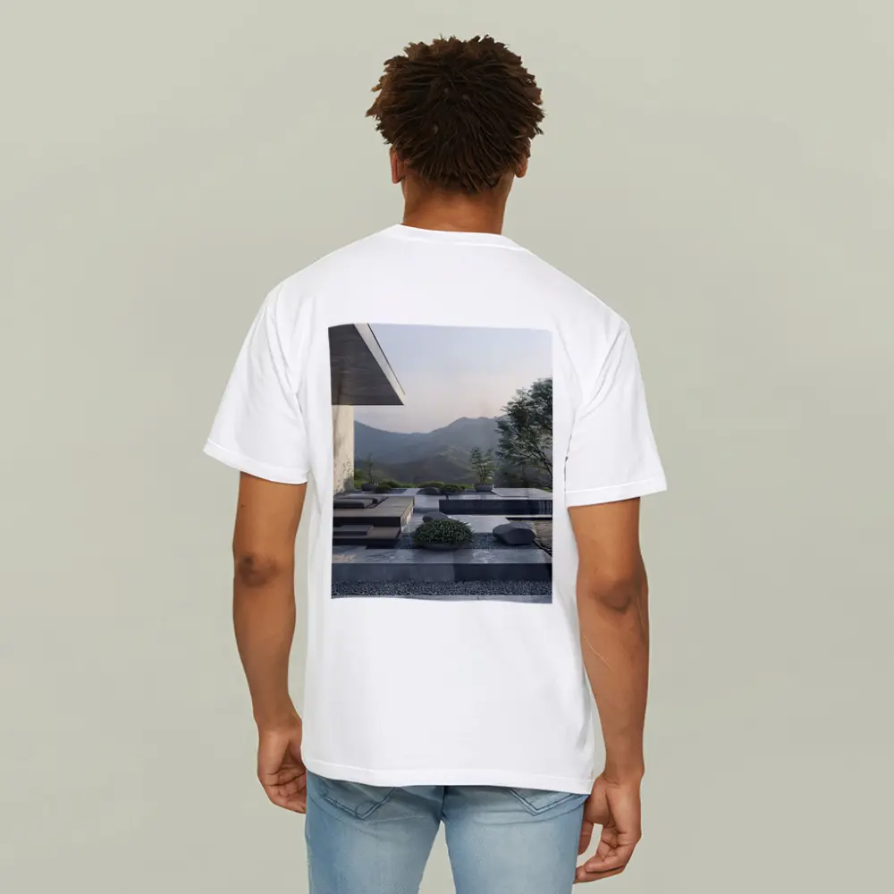 Minimalist Concrete Terrace Mountain Landscape View – T-Shirts