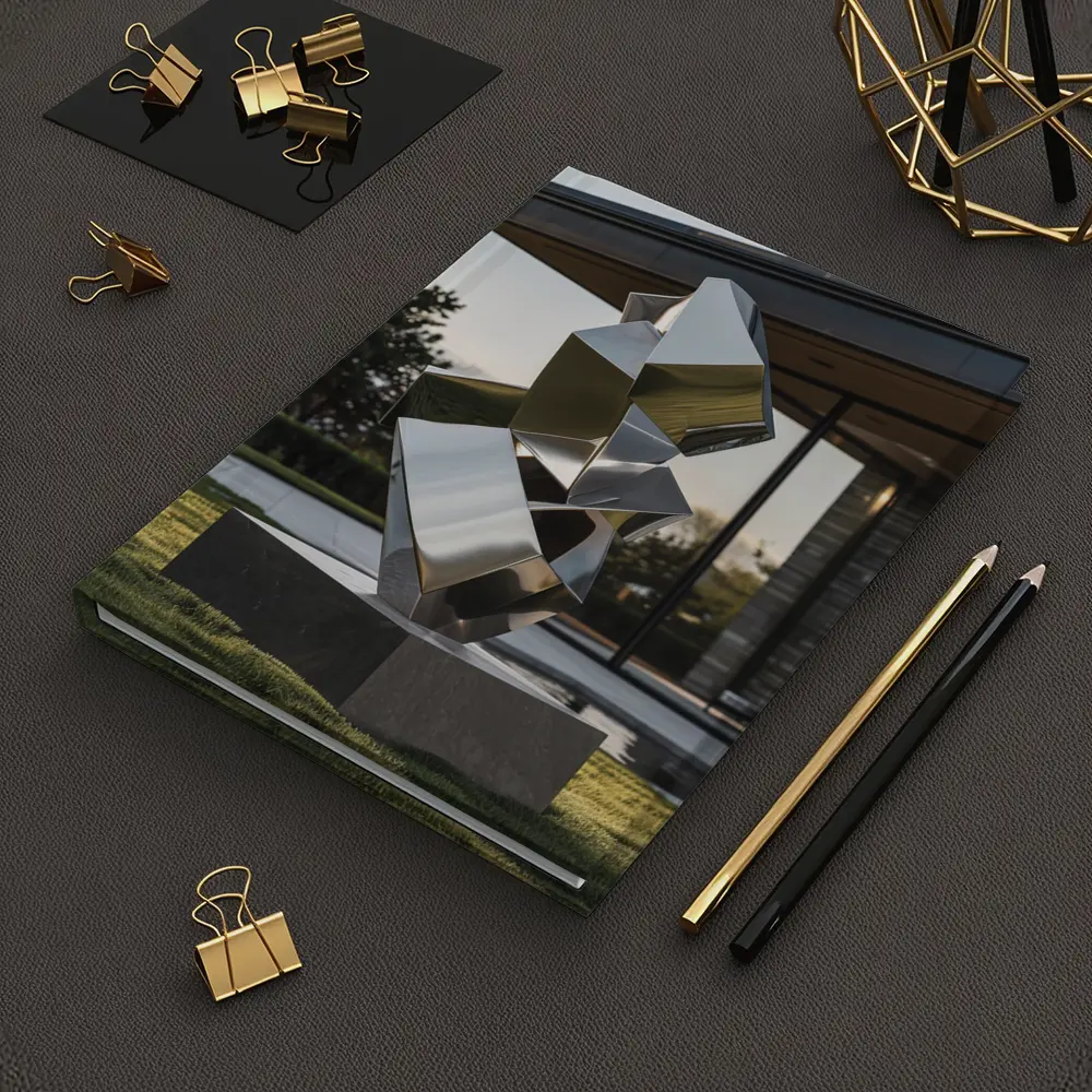 Polished Steel Abstract Sculpture Modern House Lawn – Notebooks