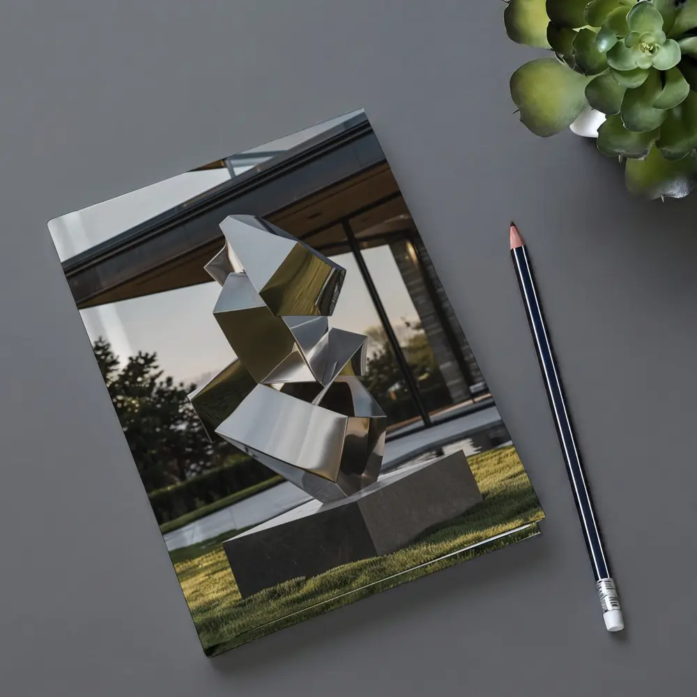 Polished Steel Abstract Sculpture Modern House Lawn – Notebooks