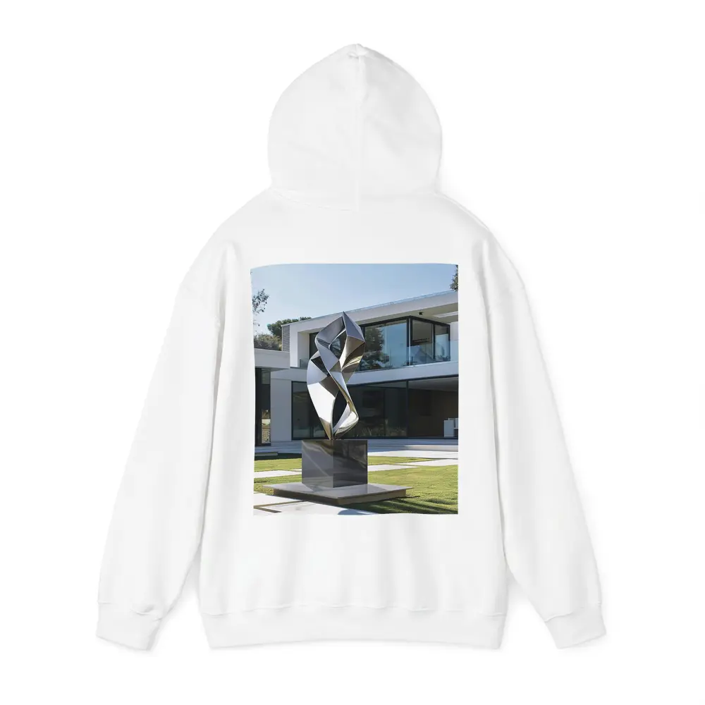 Abstract Geometric Silver Sculpture Modern House Garden – Hoodies