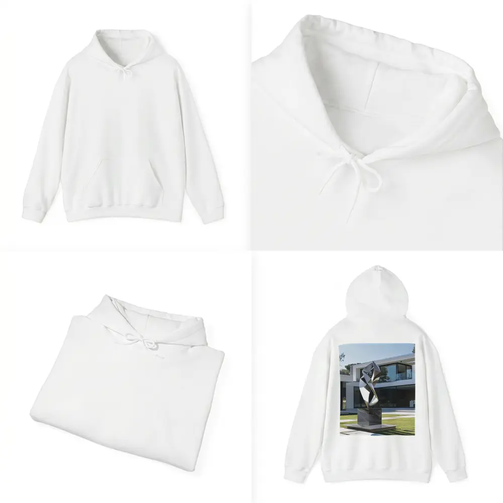 Abstract Geometric Silver Sculpture Modern House Garden – Hoodies