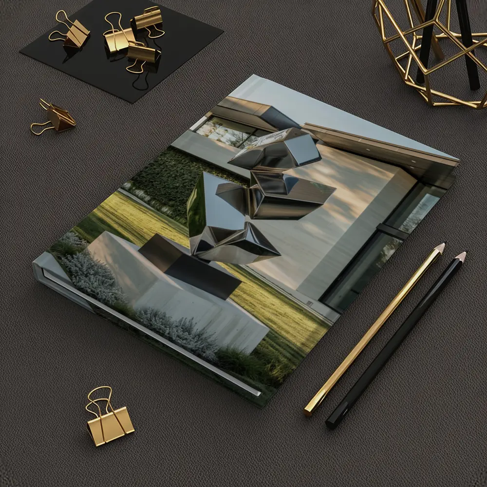 Polished Steel Abstract Sculpture Modern House Garden – Notebooks