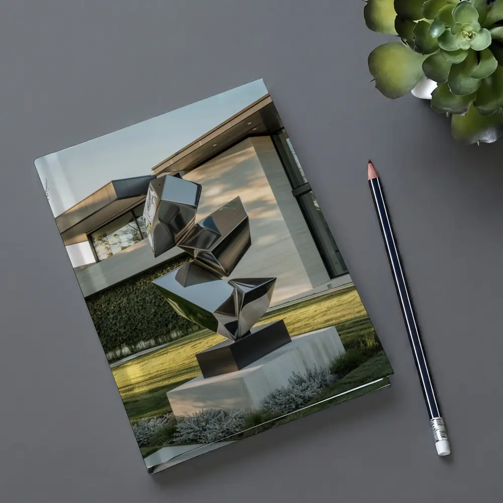 Polished Steel Abstract Sculpture Modern House Garden – Notebooks