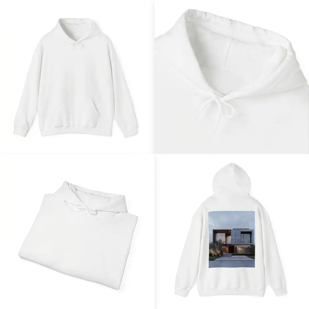 Modern Concrete House Exterior Dusk Sky – Hoodies