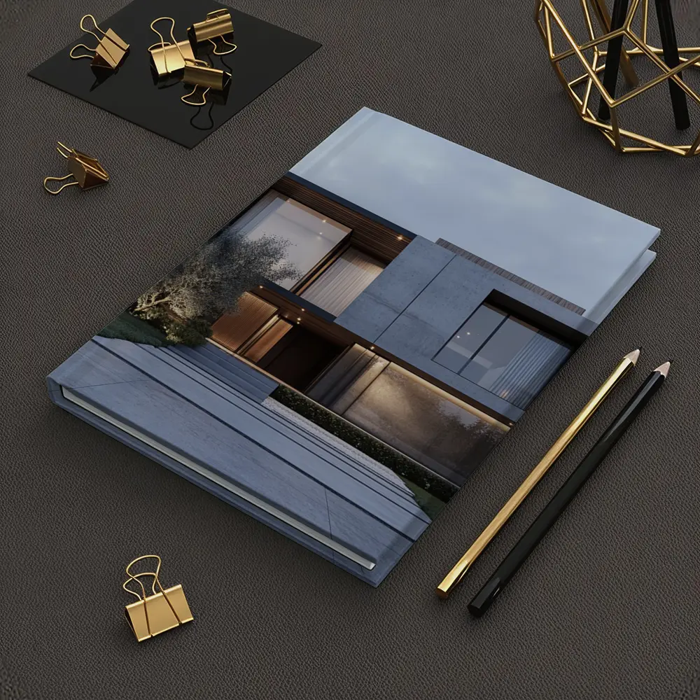 Modern Concrete House Exterior Dusk Sky – Notebooks