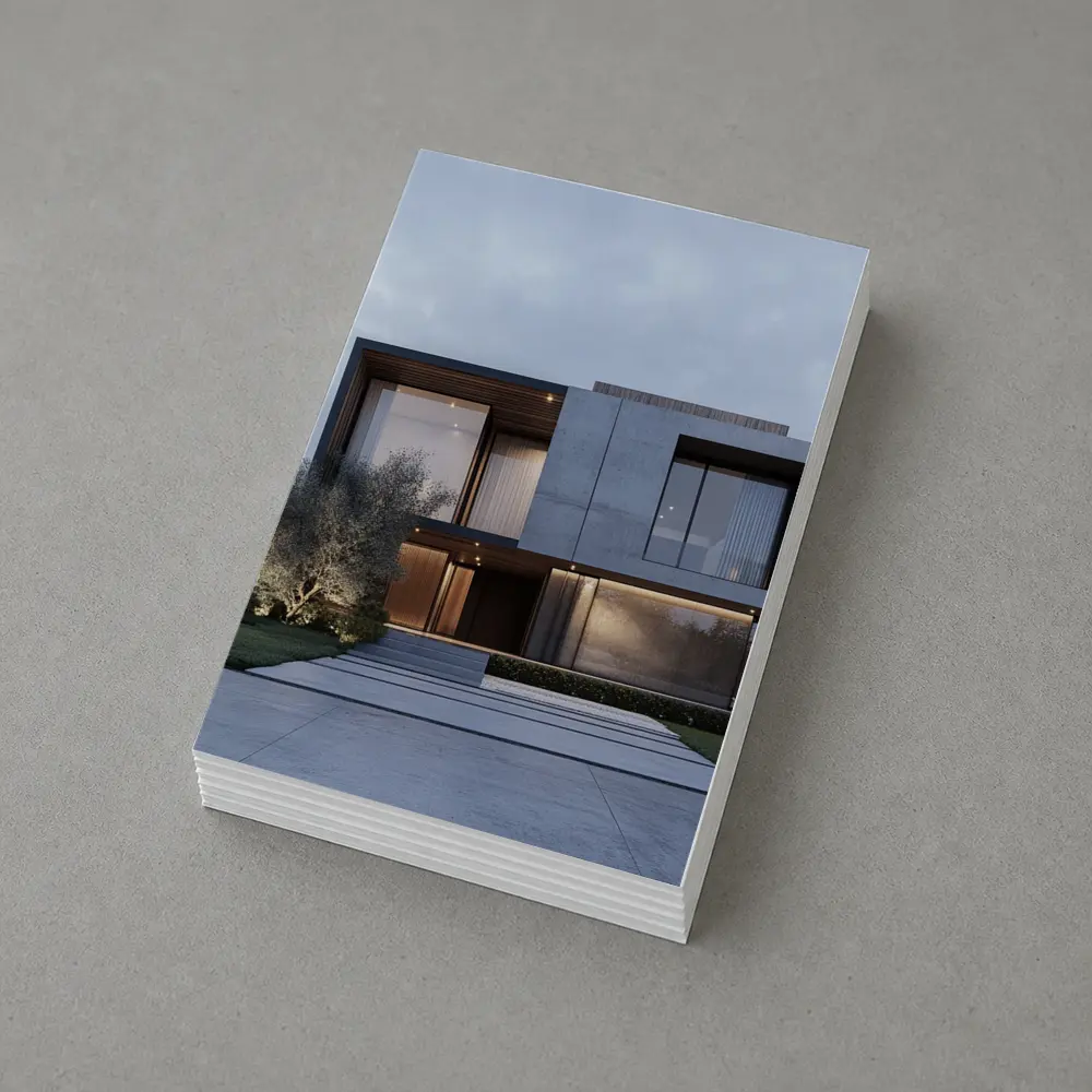 Modern Concrete House Exterior Dusk Sky – Postcards